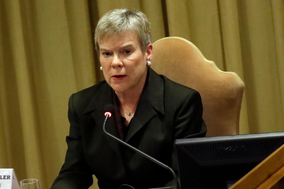 Rose Gottemoeller speaks at a conference on nuclear disarmament in 2017.