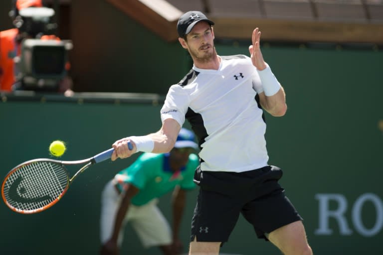 Andy Murray during his match against Federico Delbonis at Indian Wells on March 14, 2016