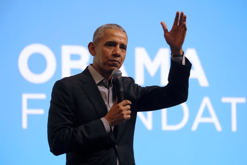 FILE PHOTO: Former U.S. President Barack Obama speaks during an Obama Foundation event in Kuala Lumpur