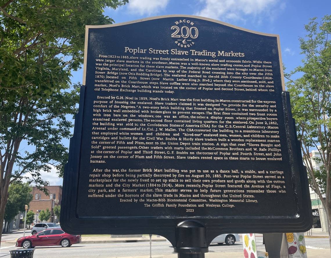 A marker dedicated to Macon’s Black history was unveiled downtown on Monday.