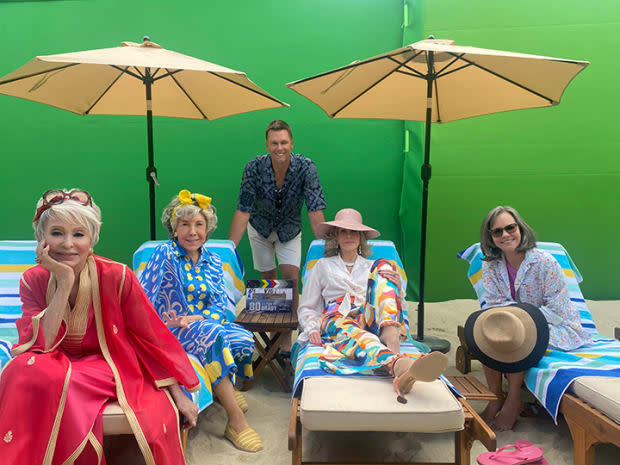 Rita Moreno, Lily Tomlin, Tom Brady, Jane Fonda and Sally Field on the set of "80 For Brady"<p>Paramount Pictures</p>