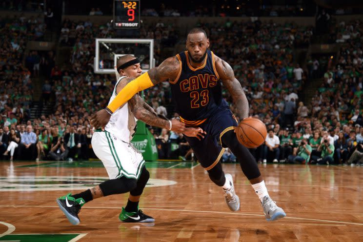 LeBron James plays David to Isaiah Thomas' Goliath. (Getty Images)