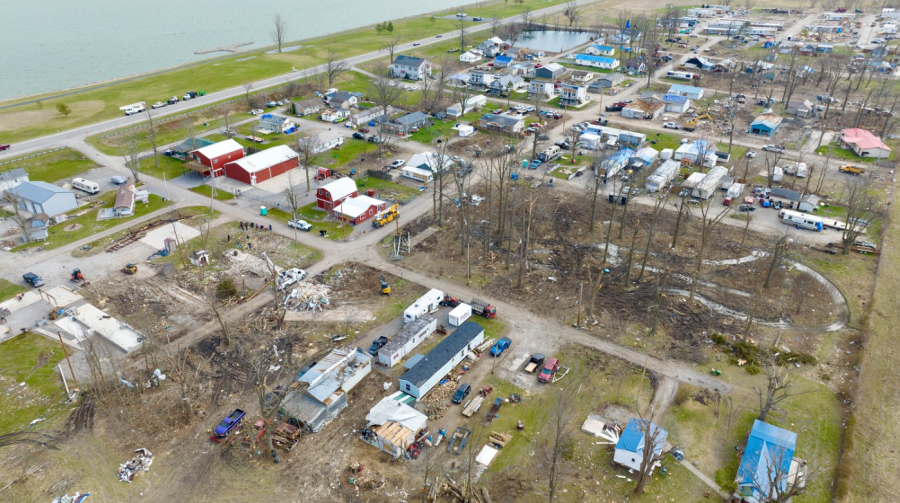What the same location looks like on March 22 following cleanup efforts (Photo Courtesy/Indian Lake Aerials by Kevin Campbell)