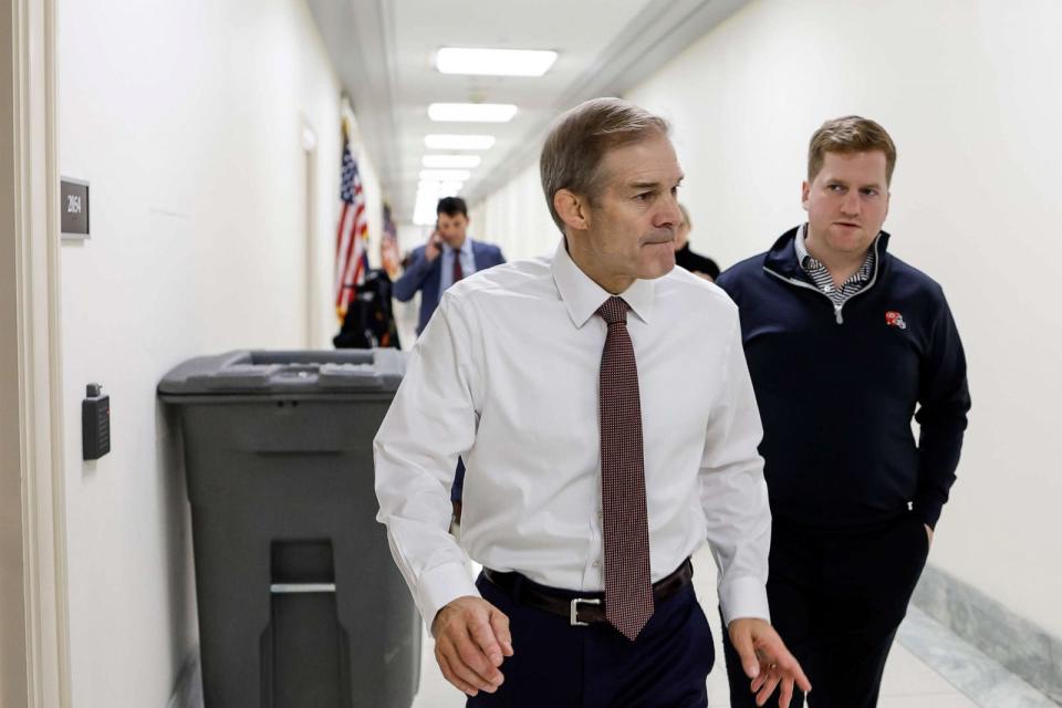 PHOTO: Rep. Jim Jordan leaves his office in the Rayburn House Office Building on October 16, 2023 in Washington, DC. (Anna Moneymaker/Getty Images)