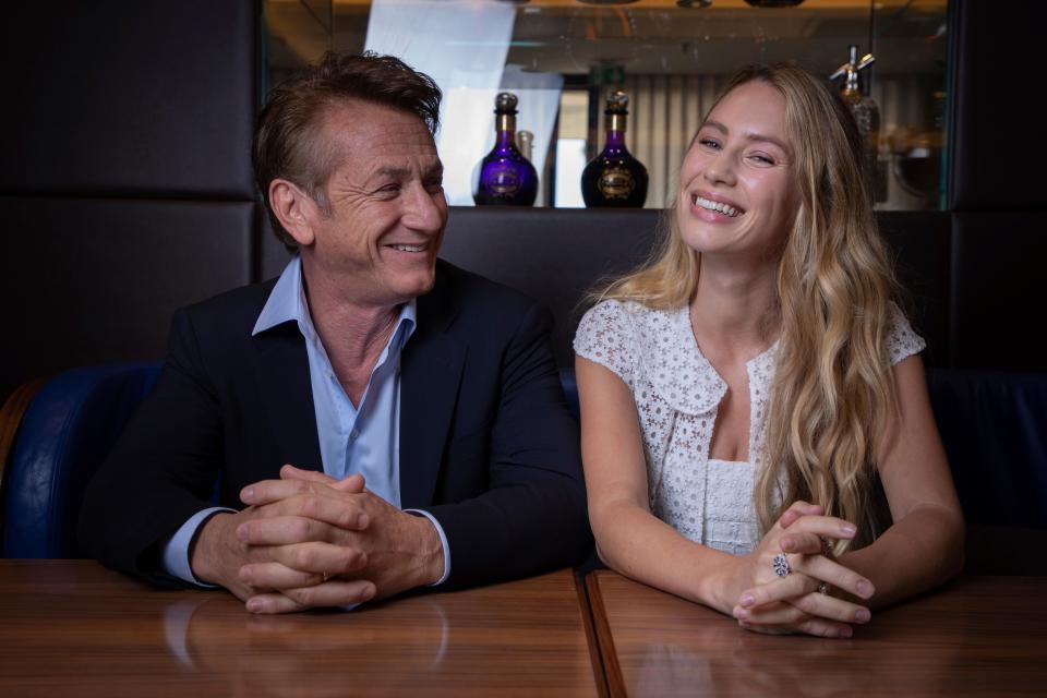 Sean Penn, left, and Dylan Penn pose for portraits at the Cannes Film Festival last month, where "Flag Day" had its world premiere.