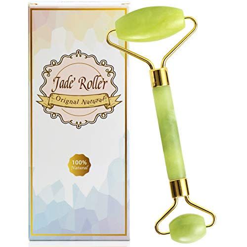 5) 100% Natural Jade Face Roller/Anti Aging Jade Stone Massager for Face & Eye Massage - Make Your Face Skin Smoother and Looks Younger