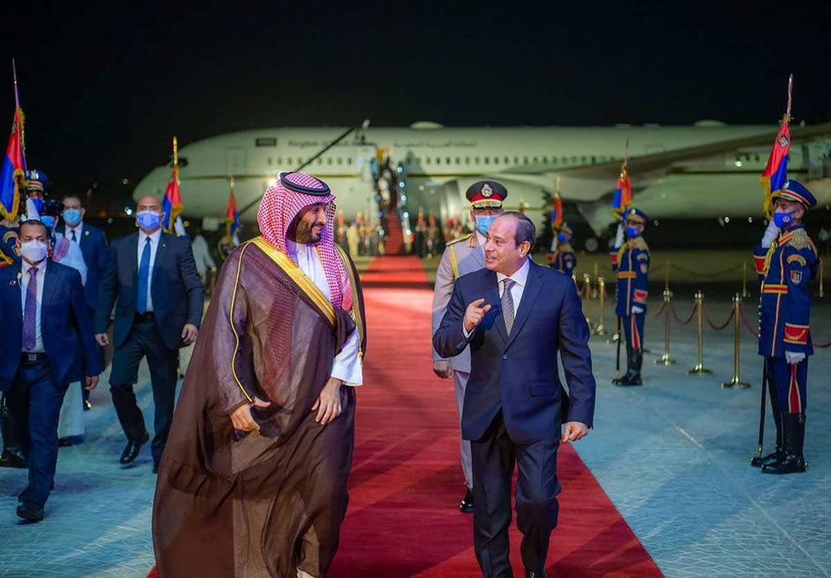 Saudi Crown Prince Mohammed bin Salman and Egyptian President Abdel Fattah al-Sisi in Cairo in June (Saudi Press Agency/Handout via Reuters)