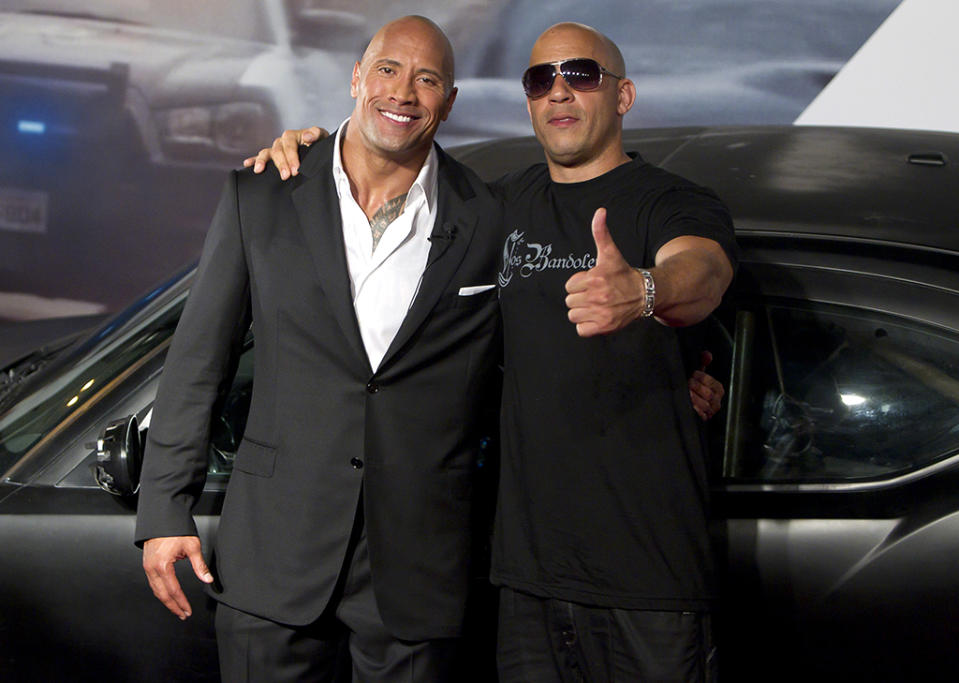 Happier times: Johnson & Diesel at a 'Fast 5' premiere in 2011. (Photo: Buda Mendes/Getty Images)