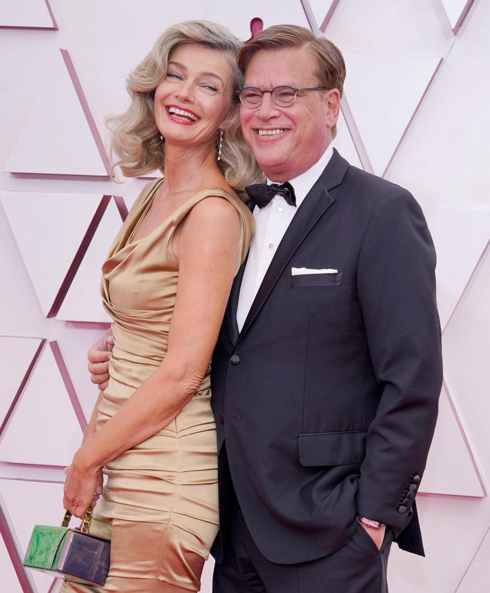 Paulina Porizkova and Aaron Sorkin at the 93rd Annual Academy Awards - Arrivals