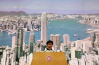 Hong Kong Chief Executive Carrie Lam attends a news conference in Hong Kong