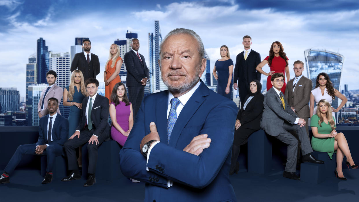 Programme Name: The Apprentice - TX: n/a - Episode: n/a (No. n/a) - Picture Shows: The Apprentice 2022 candidates and Lord Sugar (centre).    - (C) Ray Burmiston - Photographer: Ray Burmiston