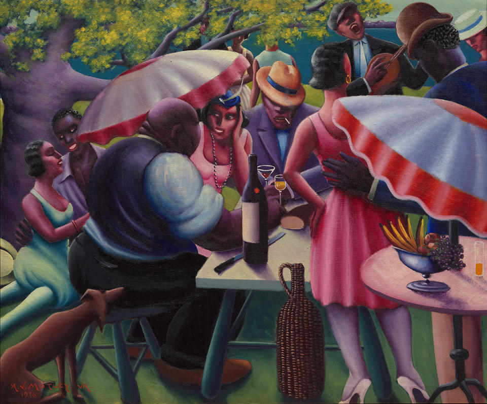 Archibald J. Motley, Jr., The Picnic, 1936, oil on canvas, at the Met