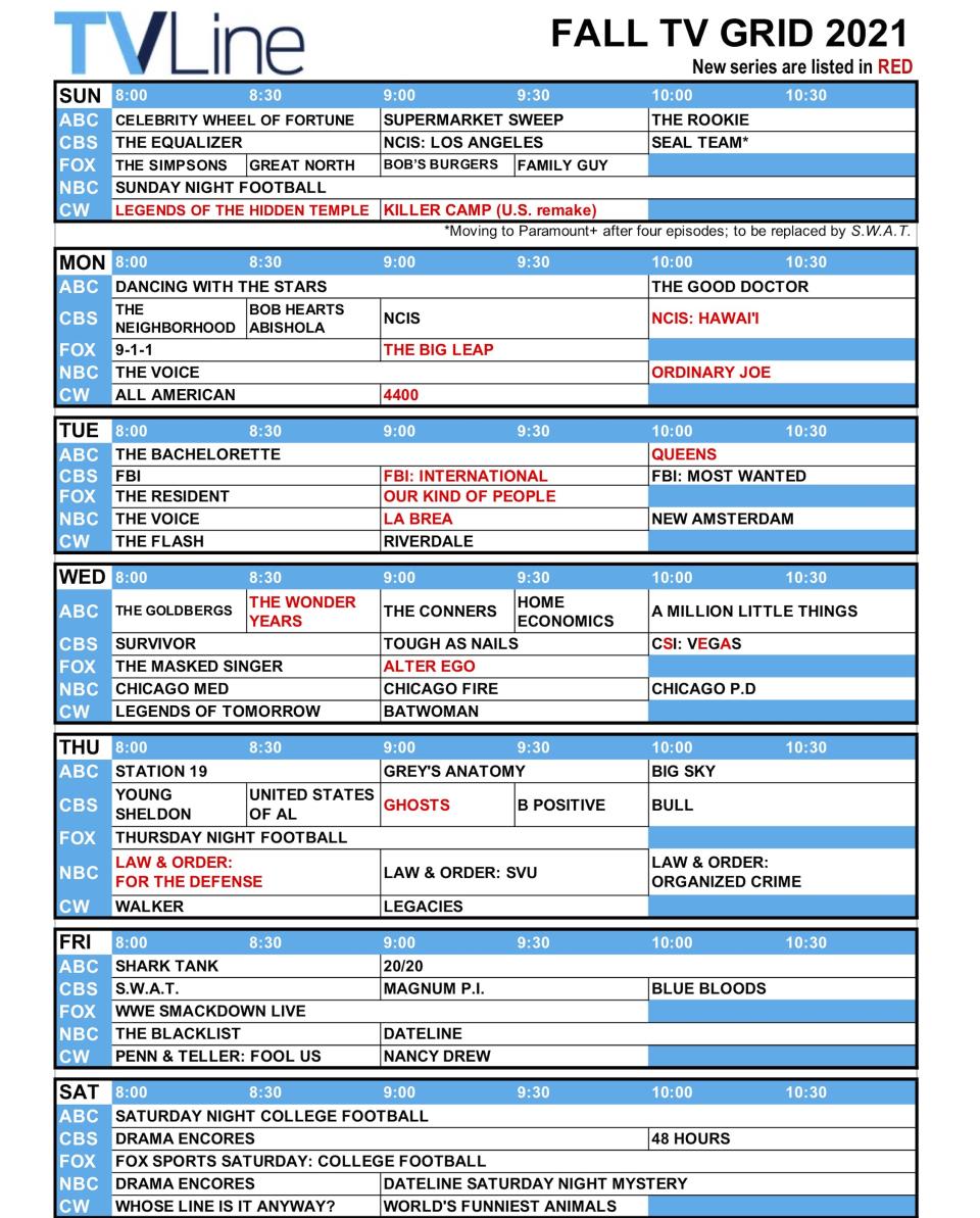 Fall TV grid