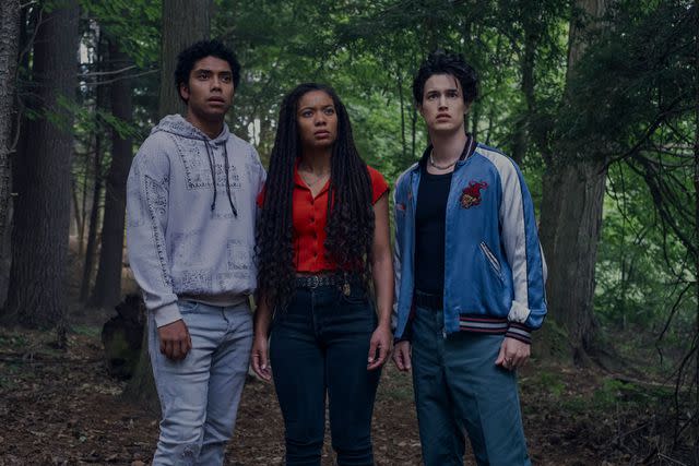 <p>Brooke Palmer/Prime Video</p> Chance Perdomo, Jaz Sinclair, and Derek Luh in 'Gen V' season 1