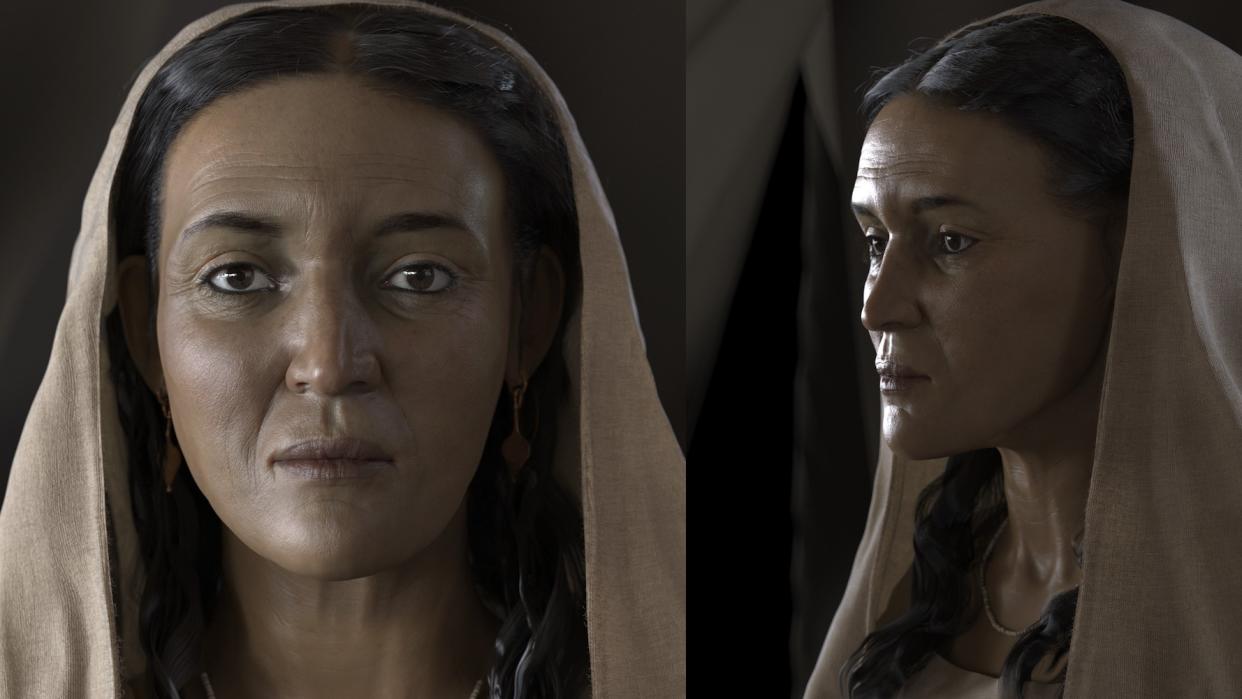  A facial approximation of an ancient woman.  