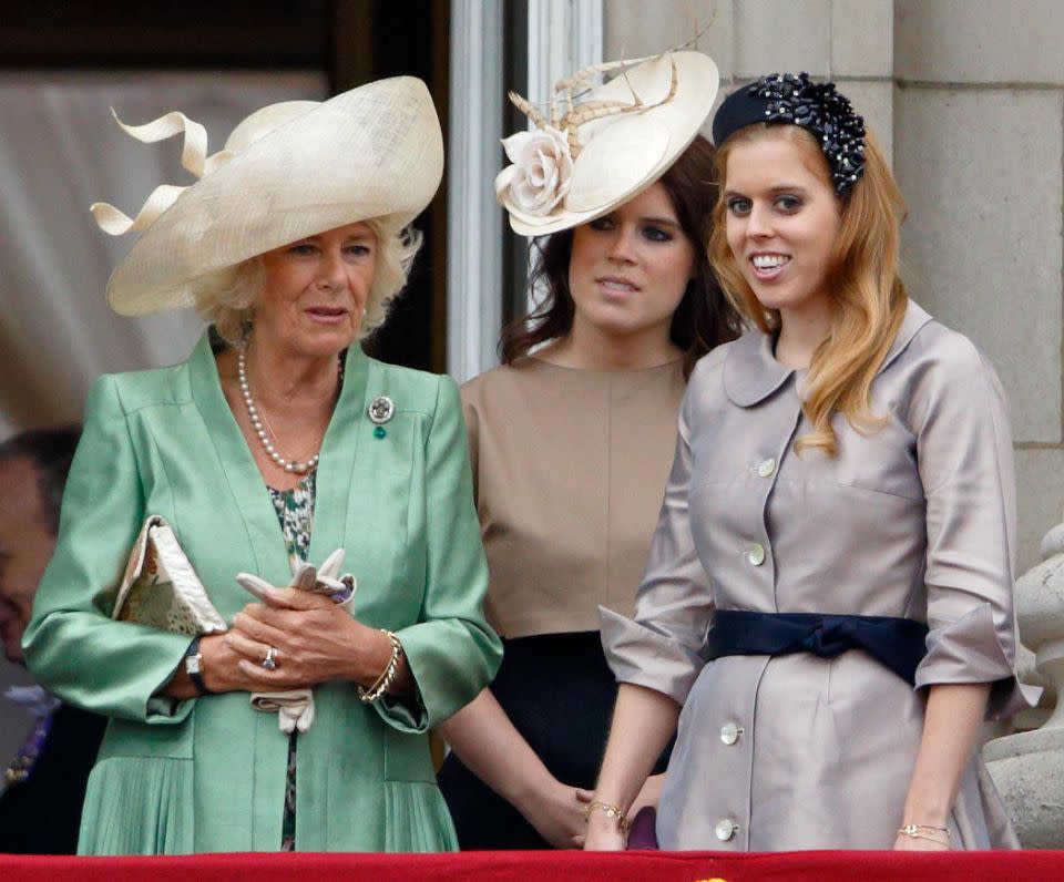 Camilla is often seen chatting with Princess Eugenie and her sister Beatrice at royal events. Photo: Getty