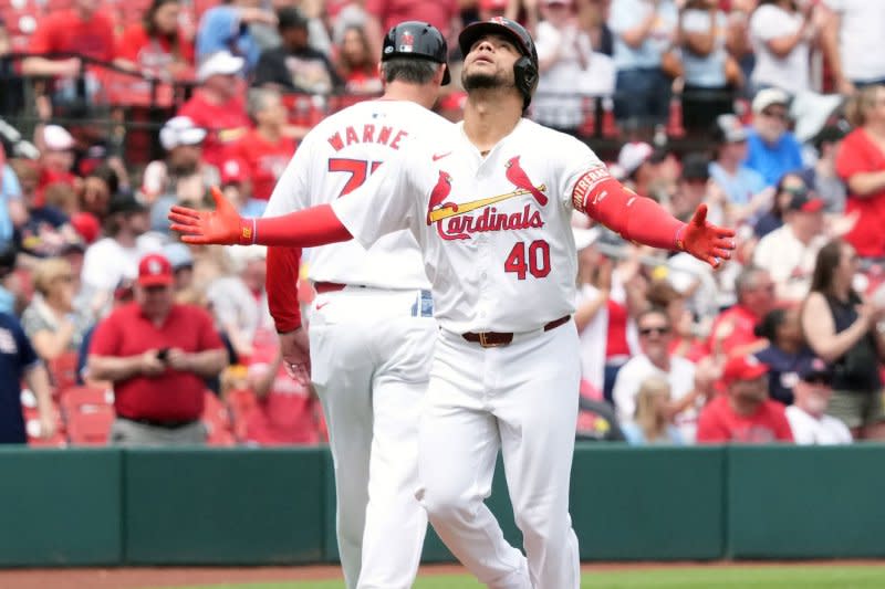St. Louis Cardinals catcher Willson Contreras went 1 for 1 in a loss to the New York Mets on Tuesday in St. Louis. File Photo by Bill Greenblatt/UPI