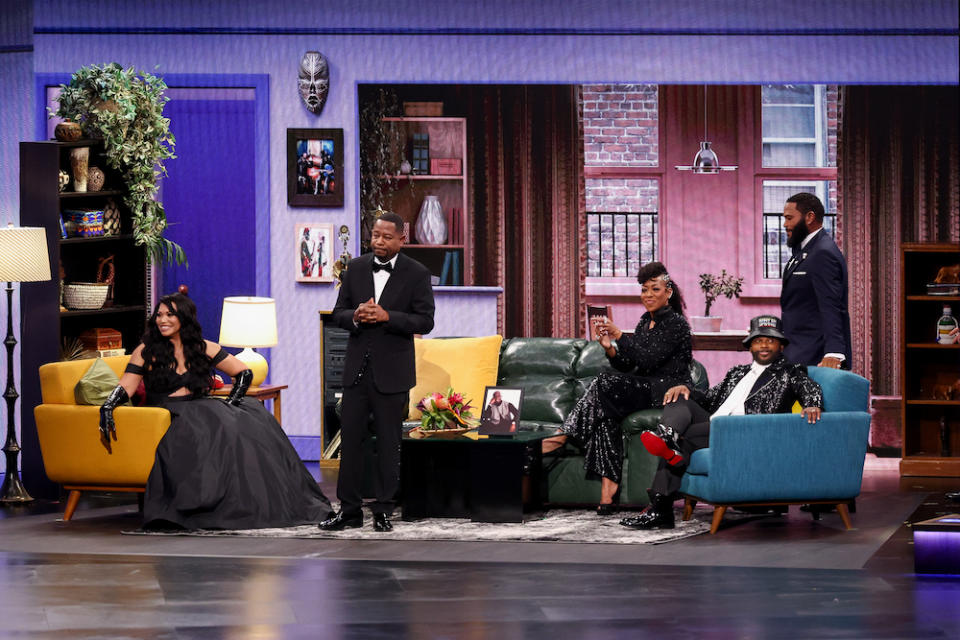 Tisha Campbell-Martin, Martin Lawrence, Tichina Arnold and Anthony Anderson at the 75th Primetime Emmy Awards held at the Peacock Theater on January 15, 2024 in Los Angeles, California.