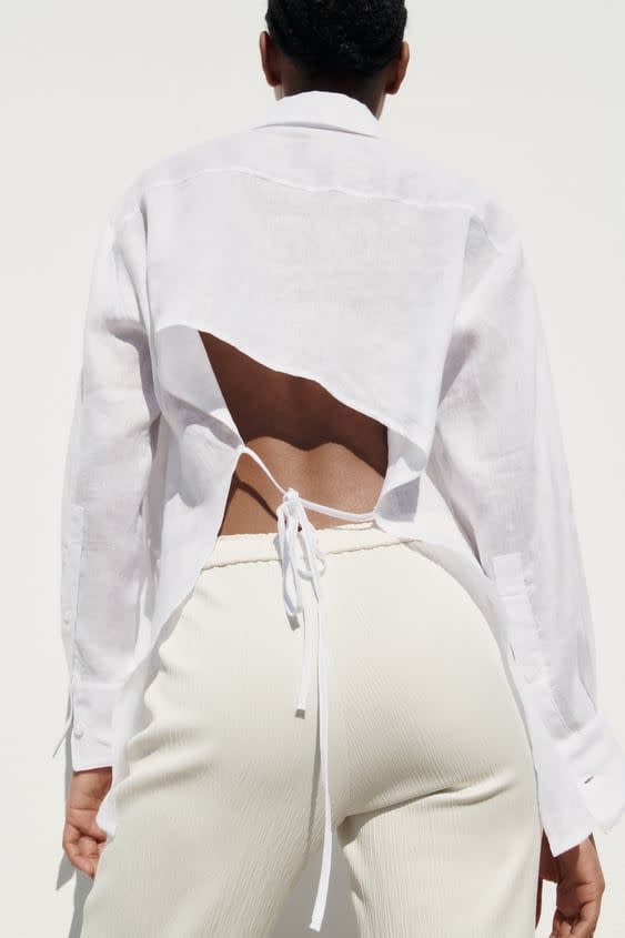 Zara Open Back Linen Shirt