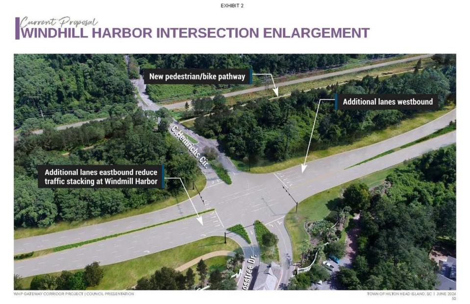 A rendering showing the widening plan for U.S. 278 at the intersection at Windmill Harbor intersection on Jenkins Island.