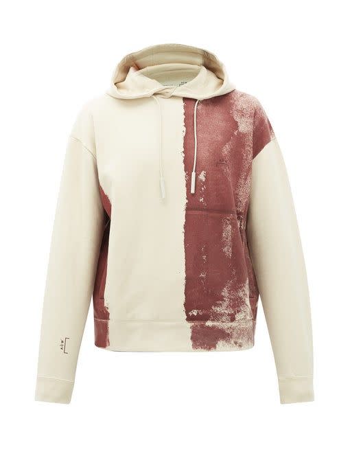 Block-Painted Cotton Hooded Sweatshirt