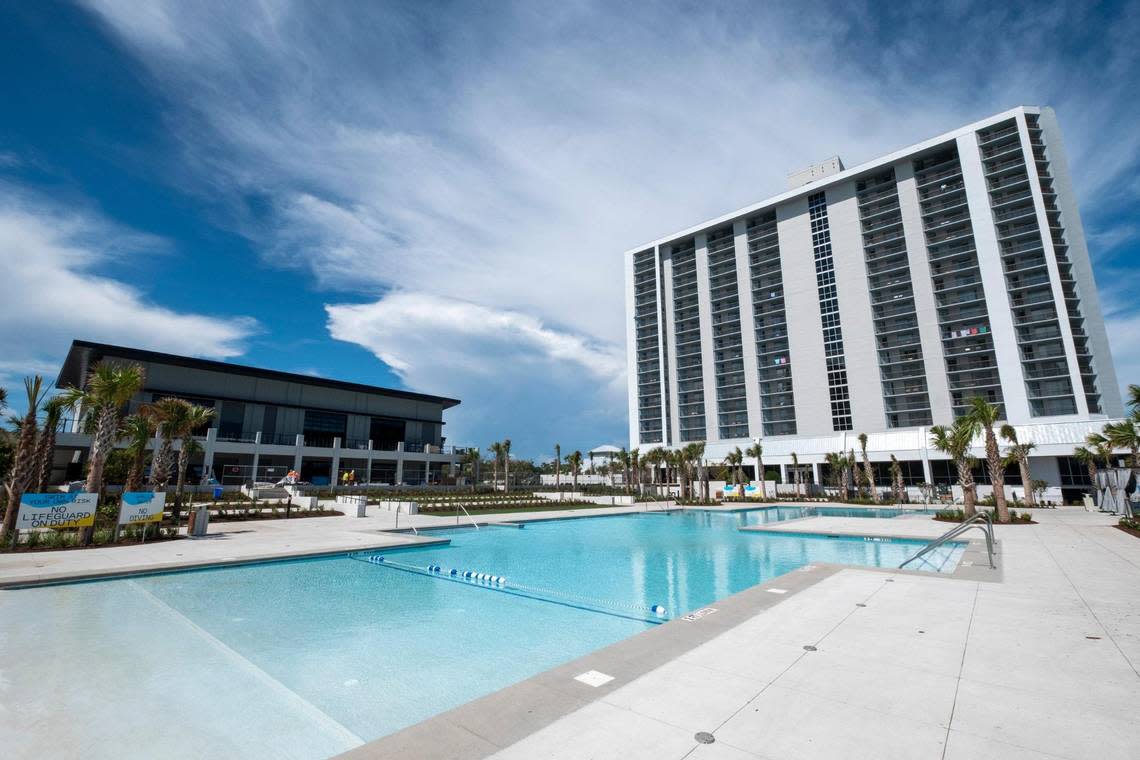 Kingston Resorts in Myrtle Beach is undergoing renovations with a new pool deck and waterpark scheduled to open by August 20, 2022 and the Black Drum Brewing restaurant to be complete later this fall. Additional facilities will include 28 cabanas, a hammock garden, day beds and a beer garden. Aug. 5, 2022.