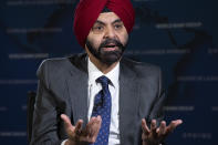 World Bank President Ajay Banga is interviewed by The Associated Press, Tuesday, April 16, 2024, at the World Bank in Washington. (AP Photo/Jacquelyn Martin)