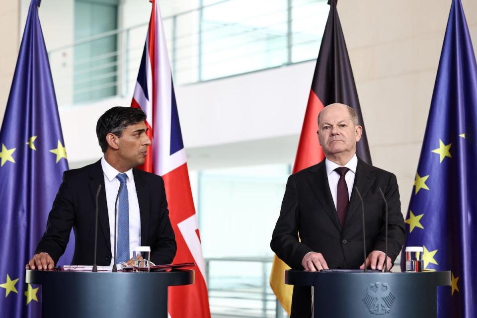 Prime minister Rishi Sunak and Germany’s chancellor Olaf Scholz (PA)