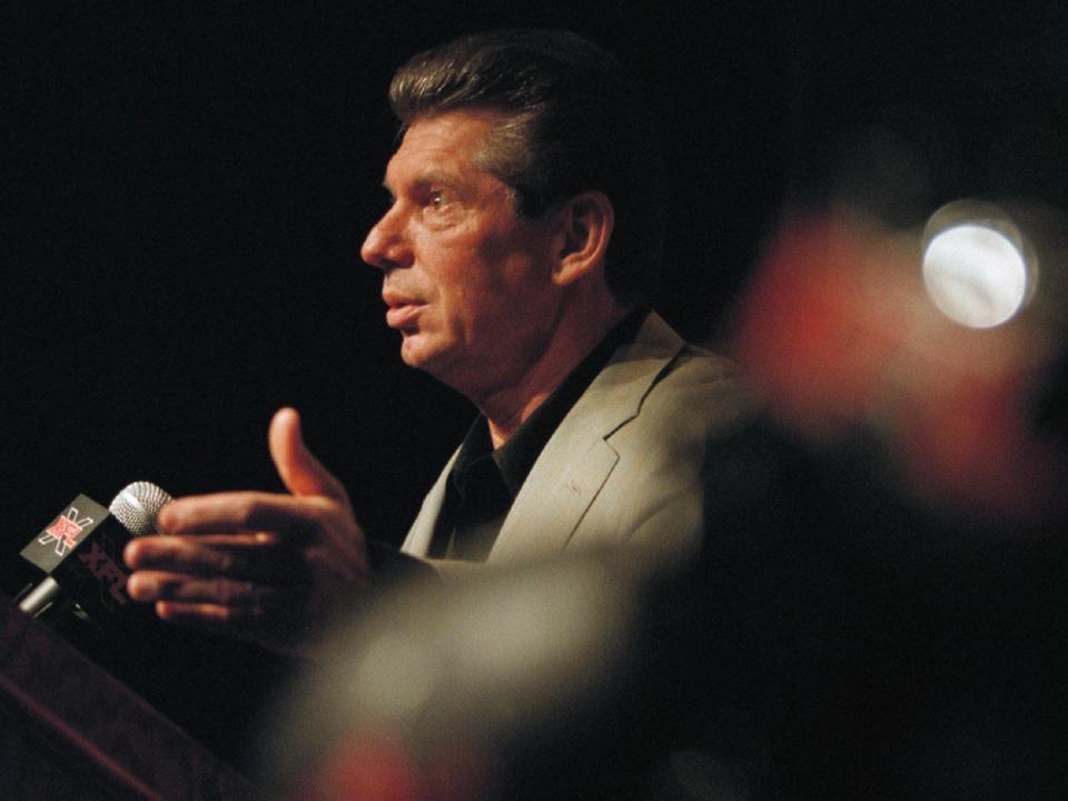Vince K. McMahon, Co-Founder of World Wrestling Federation Entertainment, Inc., addresses the media June 13, 2000 in Chicago. WWF Entertainment officials were in Chicago to confirm that Chicago will be one of eight charter cities to be part of the new XFL football league, which begins play on February 3, 2001.