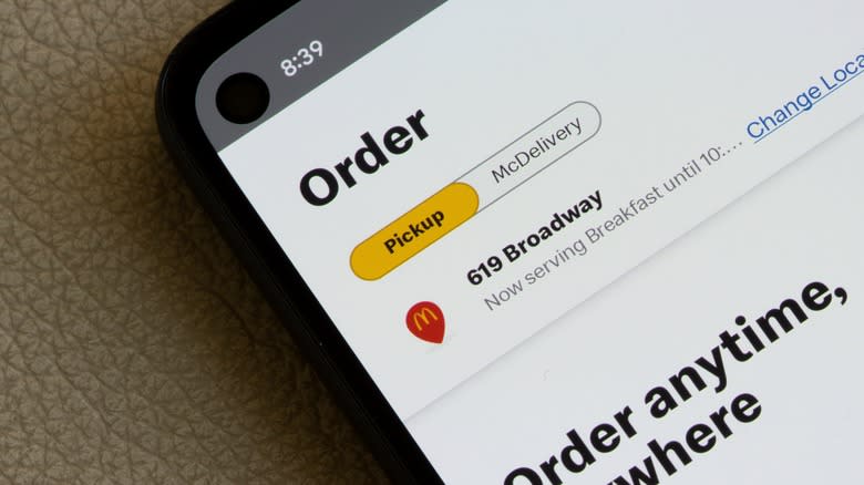 McDonald's app ordering screen