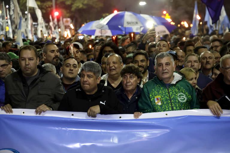 Pablo Moyano, en la marcha de la CTA