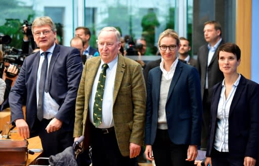 Alexander Gauland (2nd L) of the far-right Alternative fur Deutschland party has said the Nazi era was only 'a speck of bird shit' in German history