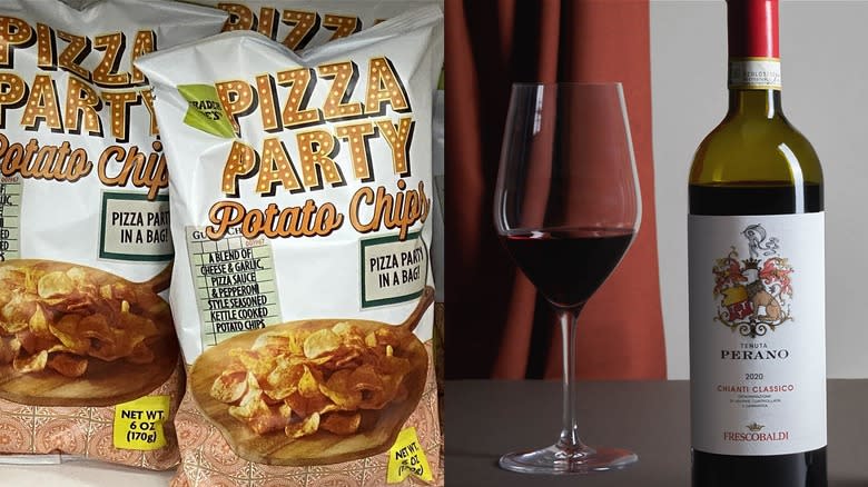pizza chips and Chianti