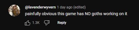 A YouTube comment that reads: 