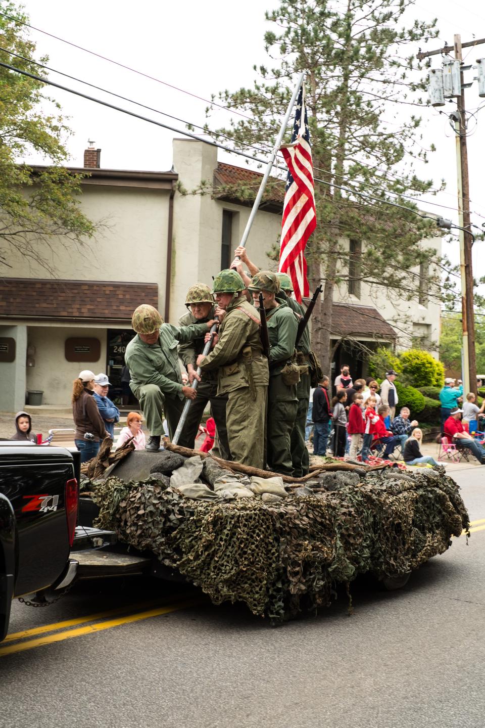 The Cuyahoga Falls Memorial Day Parade will step off at 9 a.m. Monday. Pictured is the Iwo Jima Float from Chesty Puller Detachment No. 269 Marine Corps League, a tradition of the parade.
