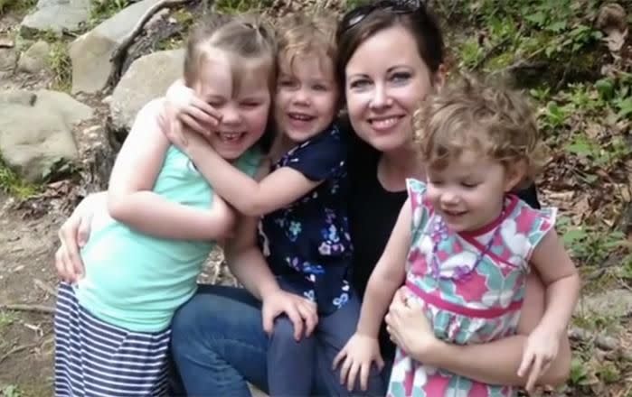 Kristen O'Meara and her three young daughters. Image: ABC News.