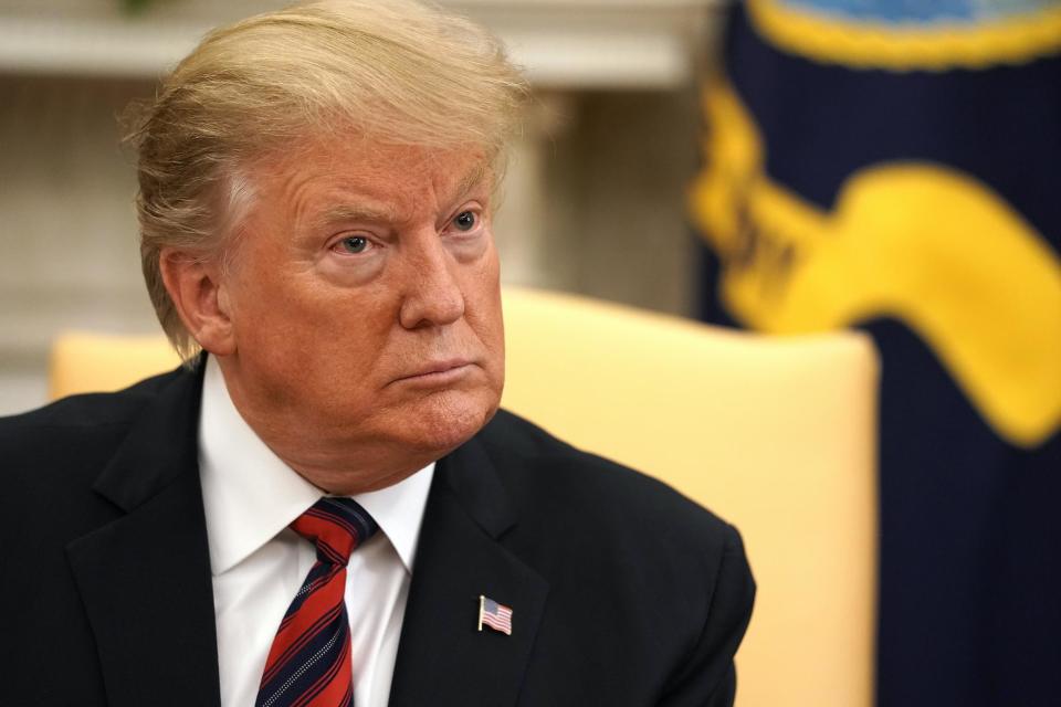 U.S. President Donald Trump talks to reporters while hosting Slovak Republic Prime Minister Peter Pellegrini in the Oval Office at the White House May 03, 2019 in Washington, DC: Getty