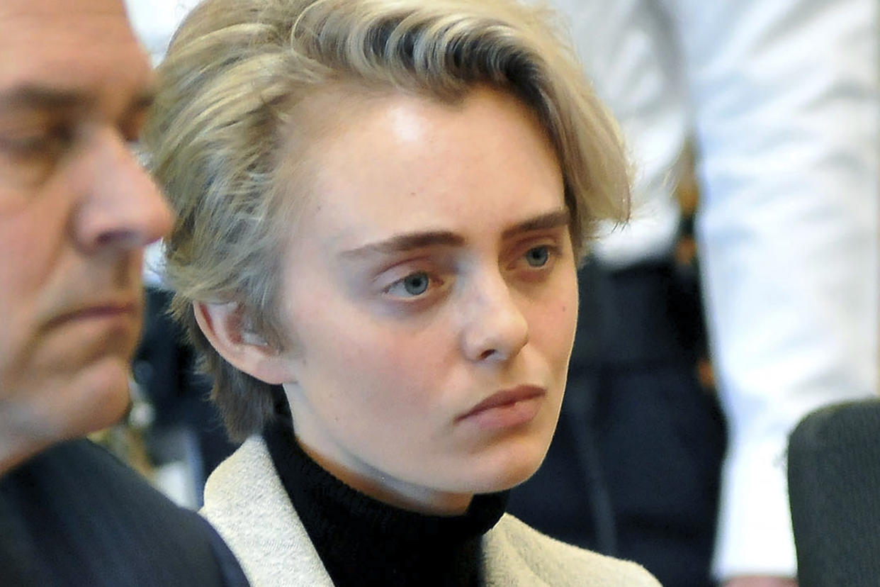  Michelle Carter sits for sentencing in 2019. (Mark Stockwell / The Sun Chronicle via AP)