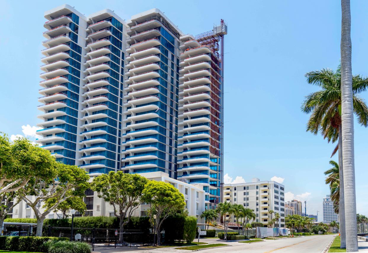 The La Clara condominium building at 100 Arkona Court, formerly 1515 S. Flagler Drive, in West Palm Beach is seen while still under construction in 2022.