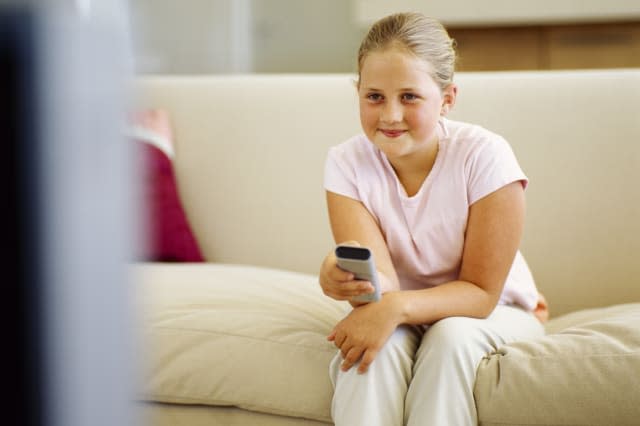 girl watching television