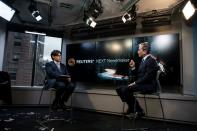 Carlyle Group CEO Kewsong Lee speaks during a Reuters Newsmaker event in New York