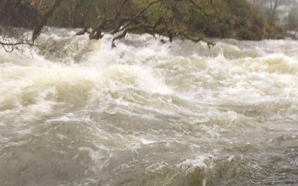 A beck overflowing in Borrowdale, Cumbria - @Peter_Barron2/Twitter