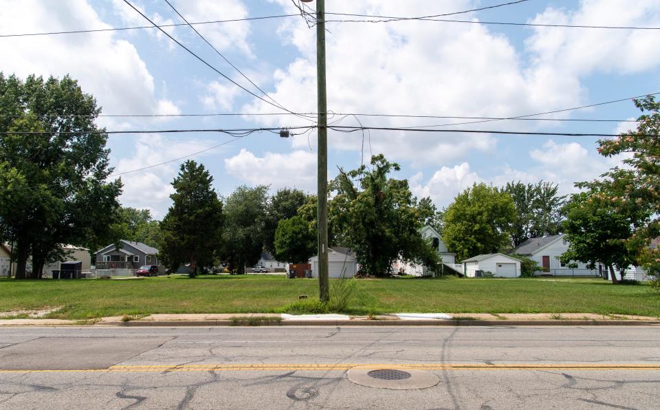 Where 1010 N. Weinbach and several neighboring homes once stood now lies a field Tuesday, Aug. 8, 2023.