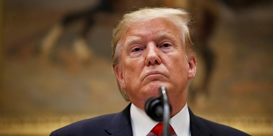 President Donald Trump speaks in the Roosevelt Room of the White House, Wednesday, Sept. 4, 2019, in Washington, to announce state opioid response grants. (AP Photo/Alex Brandon)