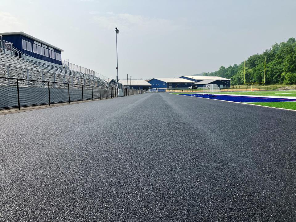 A new all-weather track is part of Morgan Raider Stadium, the school's new football and track facility located next to the high school on Ohio 376 in Morgan County. The turf and track were installed by AstroTurf, of Syracuse, New York.