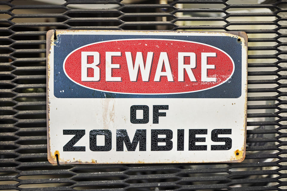 sign says beware of zombies