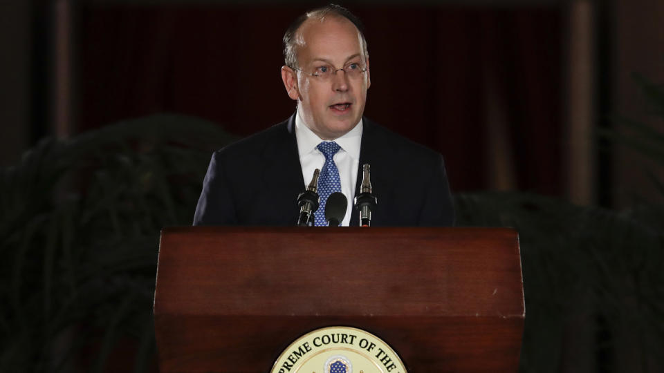 Paul D. Clement, Partner, Kirkland & Ellis, speaks during a Supreme Court Bar Memorial in honor of the late Supreme Court Justice Antonin Scalia in the Great Hall of the Supreme Court on November 4, 2016 in Washington, DC. (Carolyn Kaster/Getty Images)