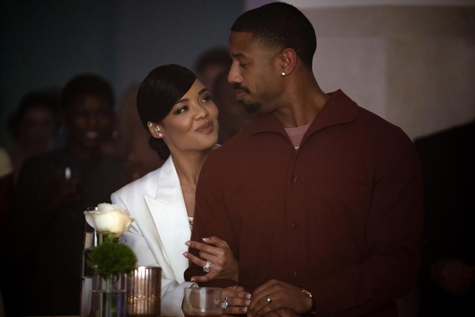 Tessa Thompson stars as Bianca and Michael B. Jordan as Adonis Creed in