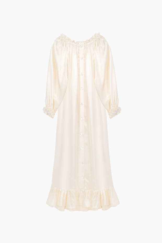 <p>Sleep "Love Me Tender" Silk Loungewear Dress, $420, <a href="https://shop-links.co/1703428649798624834" rel="nofollow noopener" target="_blank" data-ylk="slk:available here;elm:context_link;itc:0;sec:content-canvas" class="link ">available here</a>. </p>