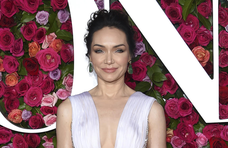 FILE - Katrina Lenk arrives at the 72nd annual Tony Awards at Radio City Music Hall on Sunday, June 10, 2018, in New York. The actor is in the enviable position of starring in the popular Netflix show "Ozark" and the hit Broadway musical “Company” simultaneously. Lenk plays Clare Shaw, the head of a family-owned pharmaceutical company with some shady dealings on “Ozark,” which begins airing the last seven episodes of the series April 29. (Photo by Evan Agostini/Invision/AP, File)